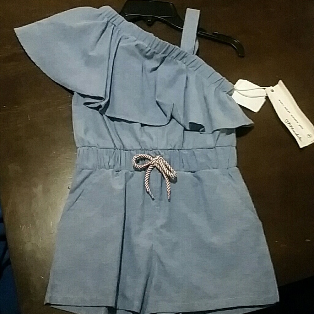 Maddie Girl's Linen one-piece shorts